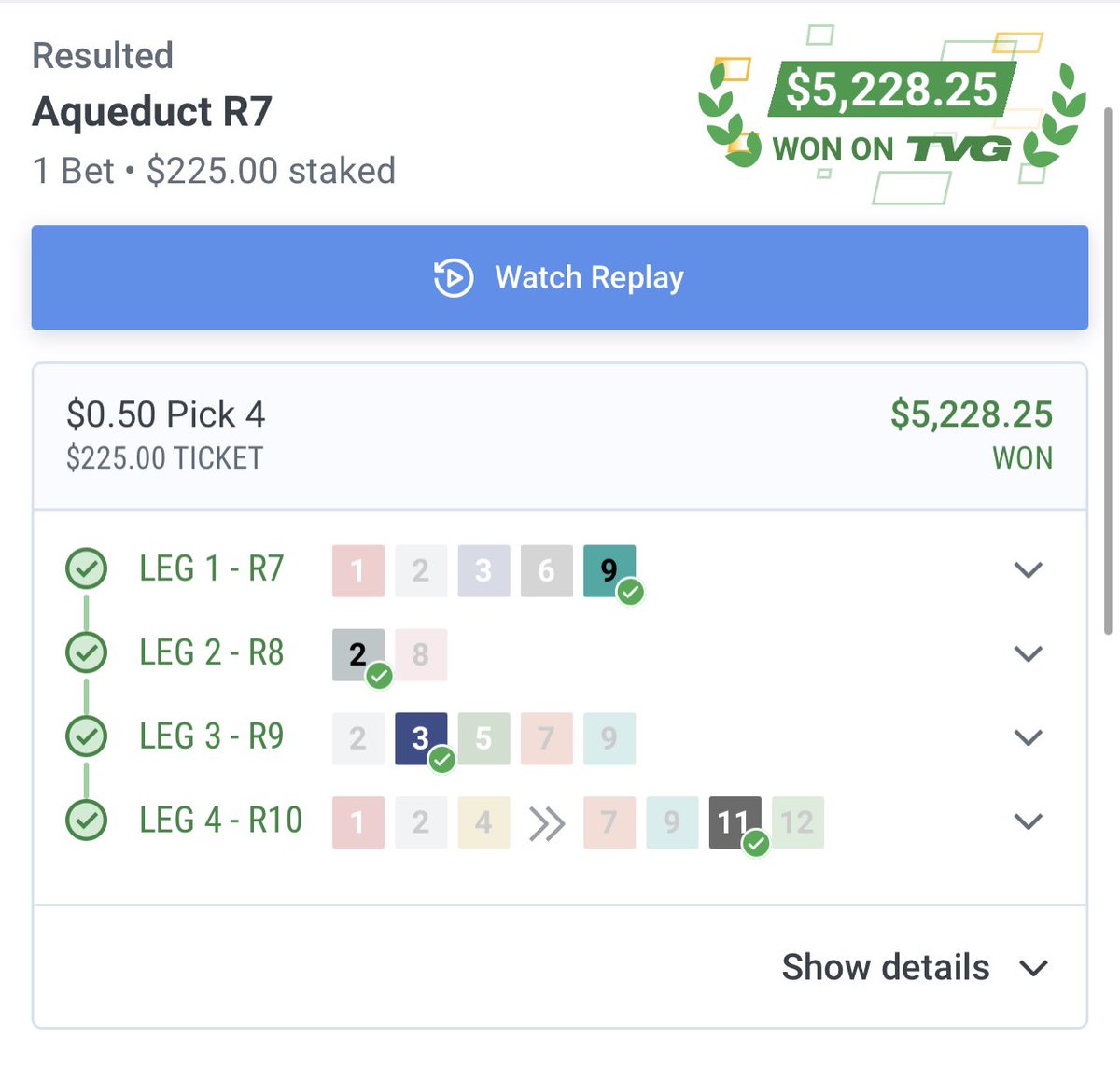 ParlayDoc's tweet photo. @EquinEdge @ScottyPick6 the Longshot pick at Aqueduct race 9 and the wide spread in the last got me a lucky payday! Let’s goooooo!! #wagerlife https://t.co/u9KQ0a4J6s