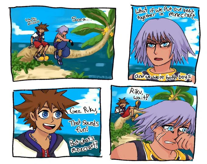 Apparently it's soriku week and since the prompt is re:mind, I'd like to share my first kh comic that I made after finishing kh1 last year. I've come a long way since then, but this is still an old favorite #sorikuweek2021 