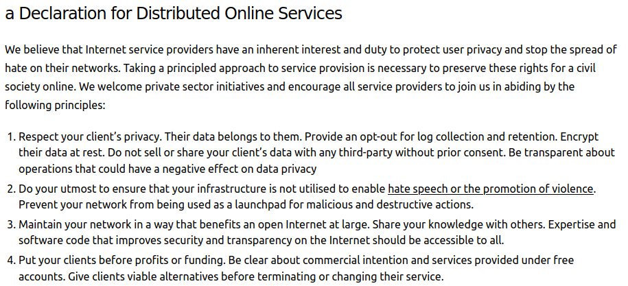 deflectca's tweet photo. Our initial "DDoS" principles published 8 years ago - propose how ISPs can do well while doing good. Privacy before profits. Design systems that support an open internet and a civil society. Make 💰

RT to your favourite #bigtech firm to sign on today! 

https://t.co/M6xdtGgjf8 https://t.co/eo0I1n4BKo