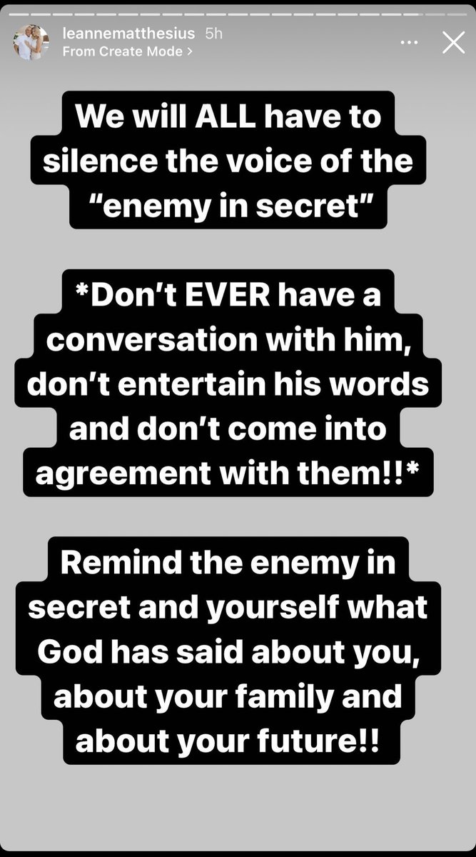 AwakenExposed's tweet photo. Why the fuck are they so obsessed with the #devil and the #enemy?? #leannematthesius #jurgenmatthesius #AwakenChurchsd #jesus #fearbased please, if you are struggling mentally go to a #therapist, not your #megachurch. #mentalhealth #hysterics https://t.co/n4YIAGwsiS