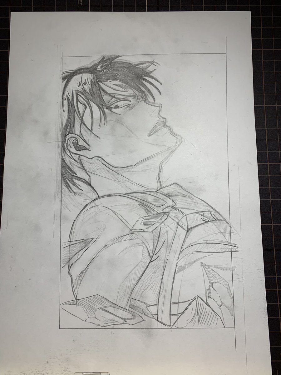 進撃の巨人のリヴァイ兵長の模写の下書き完成しましたです ほかに描く絵があって塗りまでは今年中に行けそうもないので下書きですけど投稿失礼しますですm(_ _)m
#冬の創作クラスタフォロー祭り 
#絵描きさんと繫がりたい 