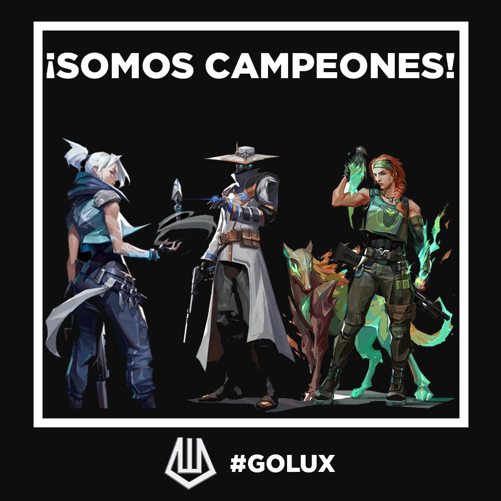 SOMOS CAMPEONES!!
Primer torneo jugado, primer torneo ganado ✅

El roster de Valorant logro conseguir su primer torneo, este sábado 04 de diciembre.

Así quedaron los brackets: battlefy.com/wardpoint-gami…

#GOLUX
#VALORANT
#TORNEO