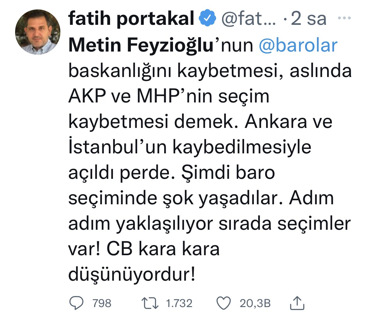 Bu yorumu ilk kim yapacak diyordum ki. Yapmış..E haklı tabii. Feyzioğlu'nu zaten Akparti ve MHP seçtirmişti!! Şimdi onlar kaybettiği için Feyzioğlu da kaybediyor!! '1.Dünya Savaşında Almanlar yenildiği için yenik sayıldık' diye öğrettiler bize. Bunlar hep o mantığın yansımaları