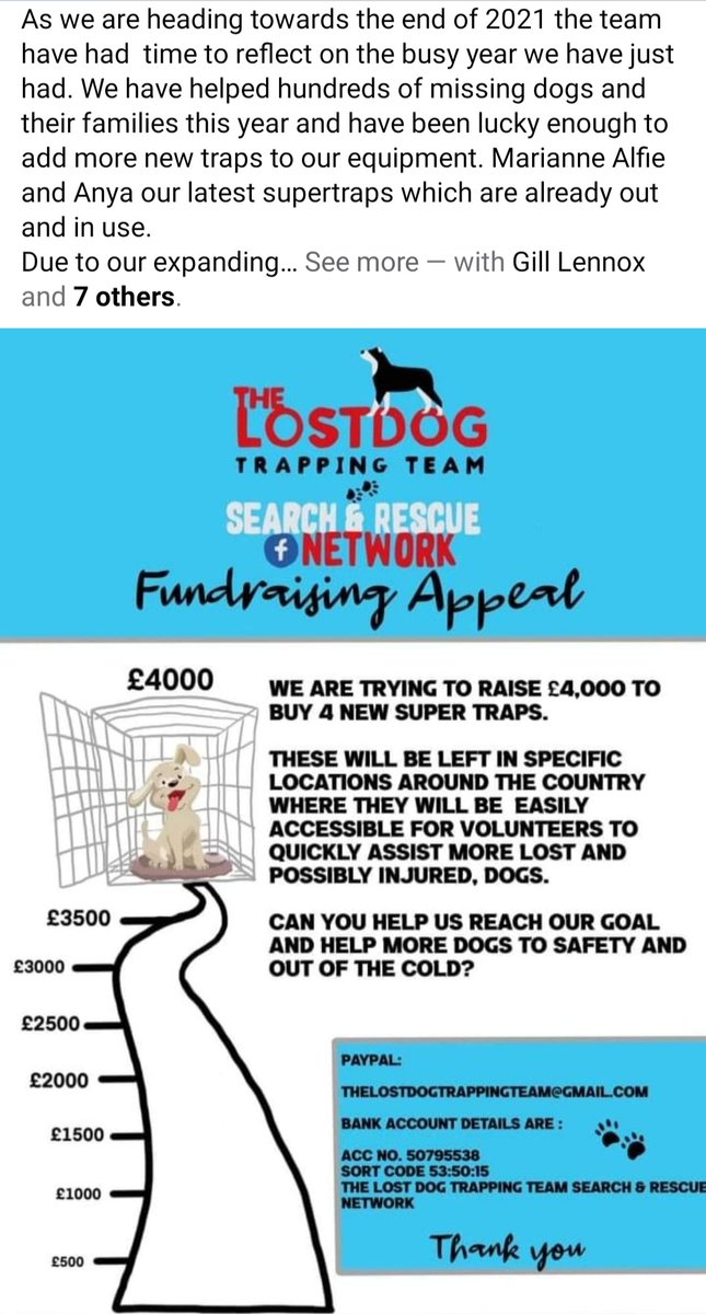 Please help us to raise £4000 for 4 more supertraps #help us to bring more dogs to safety <a href="/eddieizzard/">Eddie Izzard</a> <a href="/BearGrylls/">Bear Grylls OBE</a> <a href="/Benfogle/">Ben Fogle</a> <a href="/jk_rowling/">J.K. Rowling</a> <a href="/realmartinkemp/">Martin Kemp</a> <a href="/Shirliekemp/">Shirlie Kemp</a> <a href="/NevilleSouthall/">Neville Southall</a> <a href="/rickygervais/">Ricky Gervais</a> <a href="/Trapteam9/">Trapteam</a> <a href="/SimonCowell/">Simon Cowell</a> <a href="/hollywills/">Holly Willoughby</a> <a href="/Schofe/">Phillip Schofield</a>