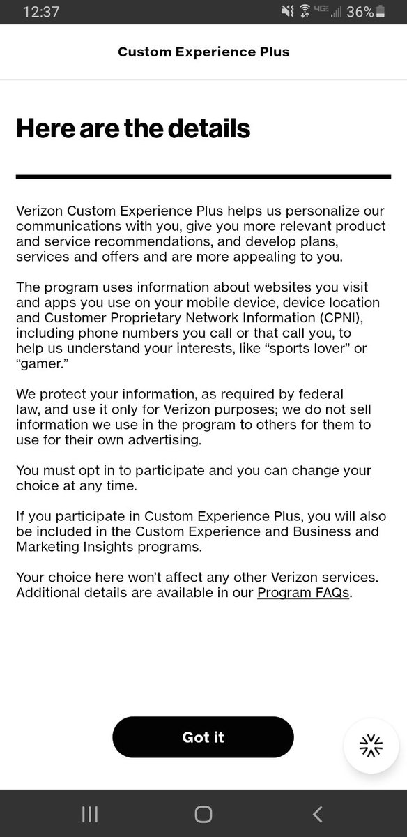 My Verizon's "Custom Experience" and "Custom Experience Plus" settings appear to let the company collect your device location, phone numbers you call, and your browsing history. Via <a href="/inputmag/">Input</a> inputmag.com/culture/verizo…