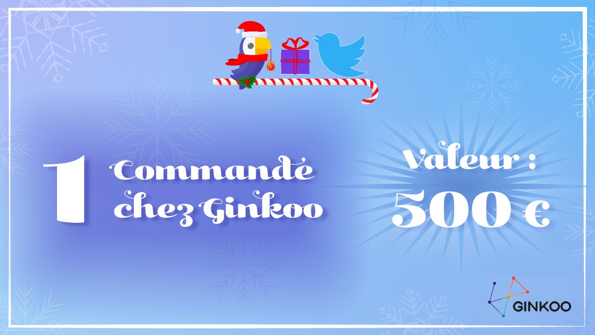 Les fêtes reprennent ! 🎅

Ce lundi, le tirage au sort se fera sur les RT de ce Tweet !

Voici le lot mis en jeu :

👉 Une commande de 500 Euros à valoir sur la plateforme : ginkoo.fr

Go ! 🎁🎊
