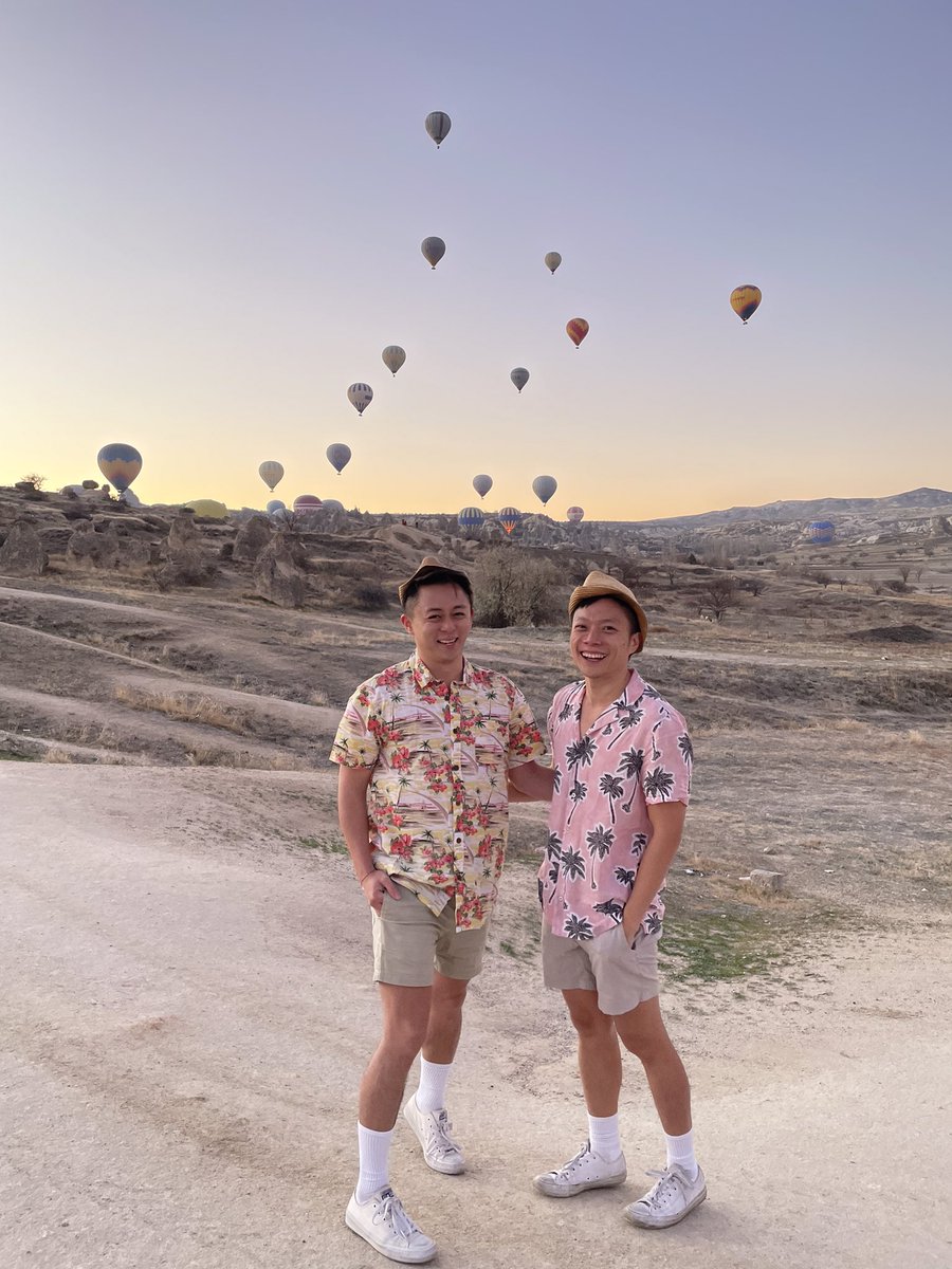 _exploreaswego_'s tweet photo. Waking up super early and seeing balloons in the background makes it all worthwhile. Such a great way to spend the last month of 2021!!! 

Videos of our #Turkey adventures coming out! #Cappadocia #Hotairballoons #December2021 #gaytravel #gaytravelcouple #LGBTQ #travelphotography https://t.co/2OQSsHxySD