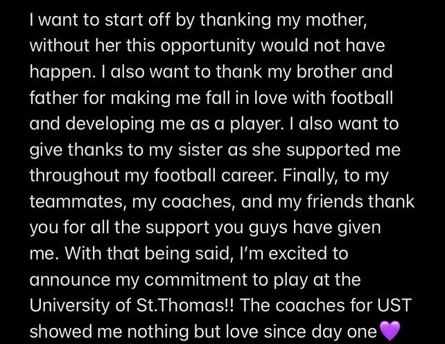 ReddSanjay's tweet photo. 110% committed 💜💜@kuchinski8 @Coach_Caruso @Coach_WatkinsST @SMB_WOLFPACK_FB @UST_Football https://t.co/ym1GNhYZOX