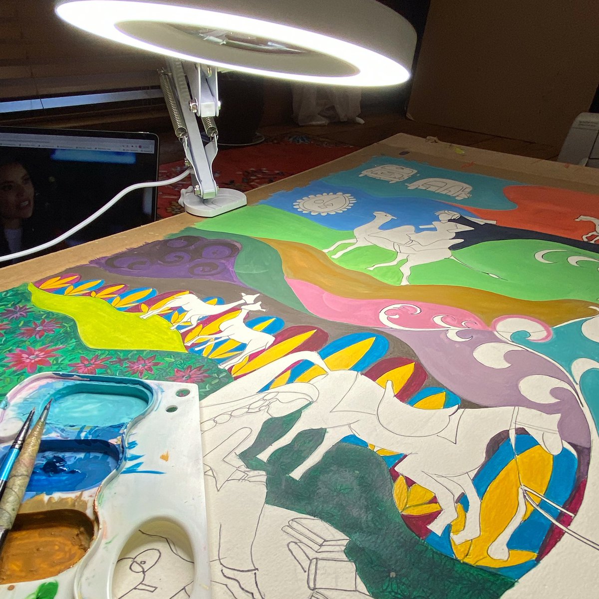 MehrajArts's tweet photo. #painting #illustration #workinprogress #huntingscene #Mughal #design #wallpaper for my #Frontrooom #patternclash #ThePersonasofMehraj #thepersonasofmehraj #colourblocking #kitsch https://t.co/X5zckzHc4P