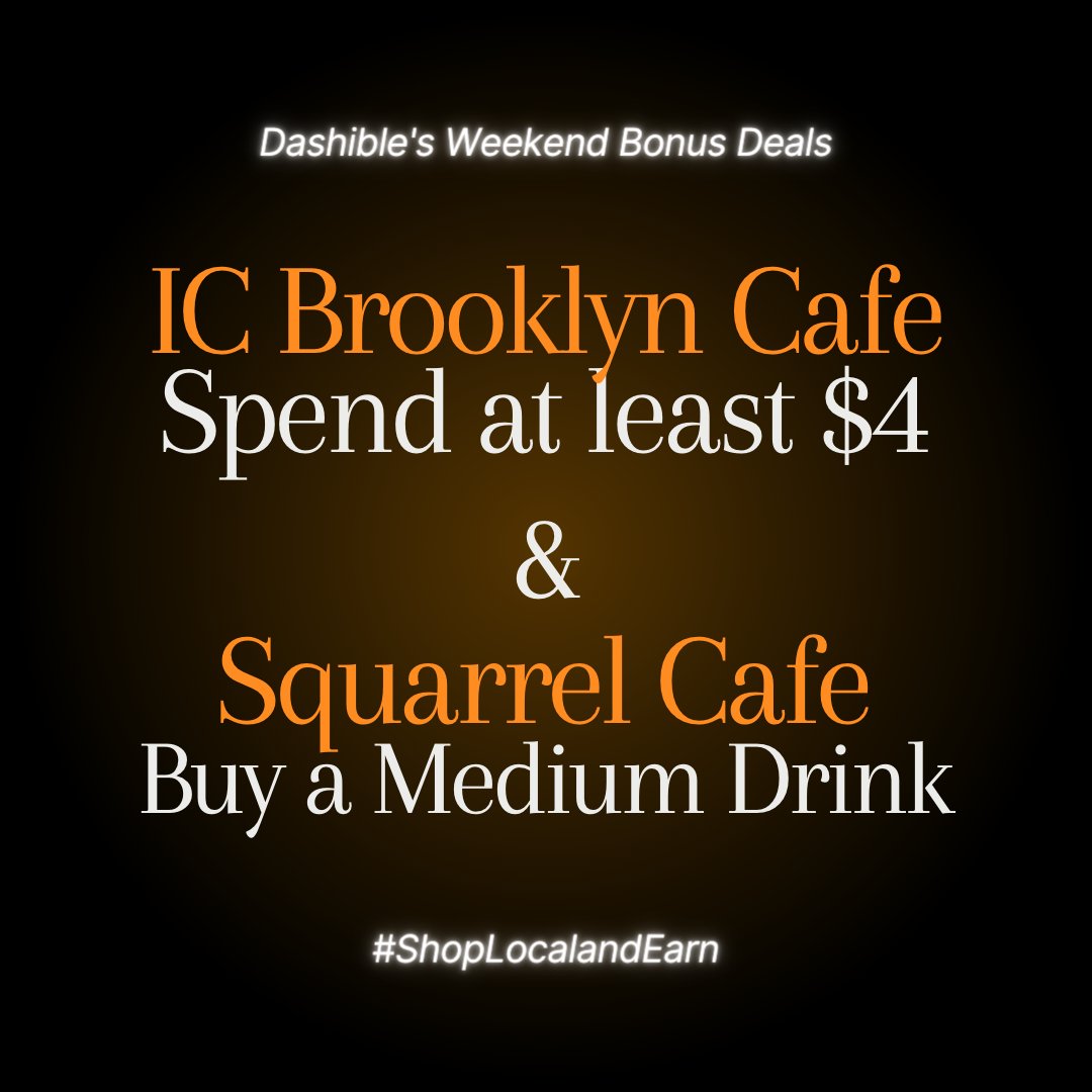LAST DAY! 👀

Get 10x Bitcoin (read: 2000 Satoshis instead of the regular 200. 😎

Join our loyalty program, then visit IC Brooklyn Cafe &amp; Squarrel Cafe to EARN $ TODAY. Download our app at linktr.ee/dashible

#Dashible #ShopLocalandEarn #ShopLocalandSave
