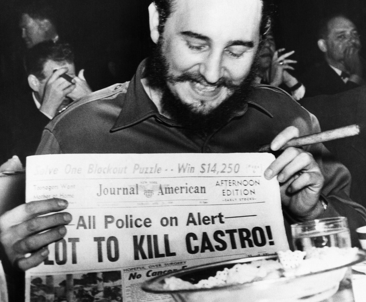 Bouteflikov's tweet photo. La CIA a essayée d'assassiner Fidel Castro plus de 360 fois avec un stylo empoisonné, une tenue de plongée empoisonnée, des moules et coquillages explosifs, des armes bactériologiques, avec son amante, des cigares, en s’attaquant à sa barbe et sa moustache, etc. Que des échecs. https://t.co/4LhxahPG06