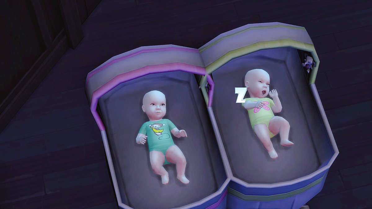 SimsLolo's tweet photo. ... As if this household wasn't chaotic enough, the Grim Reaper and Camille had twins!!! 😩

Welcome to Thanatos and Smierc, which apparently are the Grim Reaper names in Greek and Polish✌️

#ts4 #TheSims4 #theoccultbabychallenge https://t.co/Le1wgEtM46