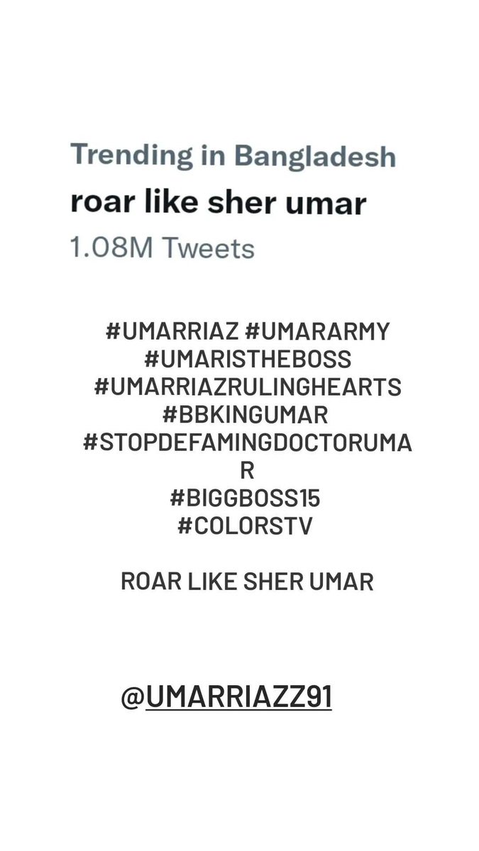 FarzanaTina's tweet photo. #UmarRiaz #UmarArmy
#UmarIsTheBoss
#UmarRiazRulingHearts
#BBKingUmar
#StopDefamingDoctorUmar
#BiggBoss15
#ColorsTV
ROAR LIKE SHER UMAR https://t.co/sj8PxuSZuX