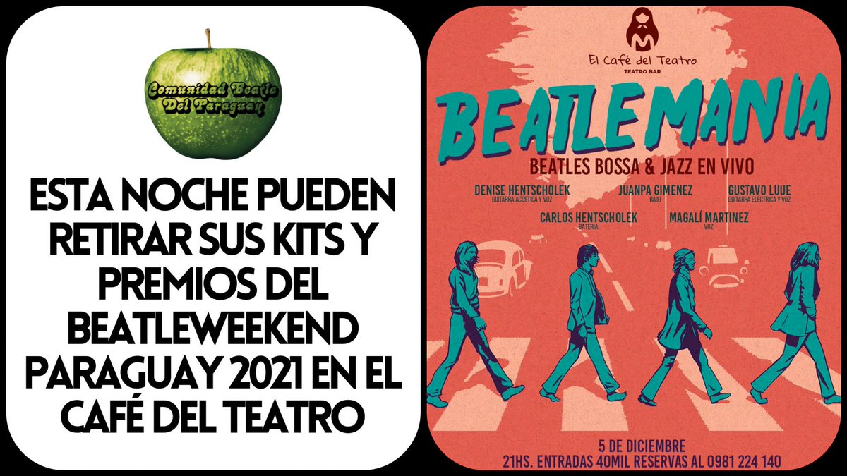 ComuBeatlePy's tweet photo. Beatles, Bossa &amp; Jazz. Esta noche en el Café del Teatro. Nos vemos! https://t.co/3itps6Nn6K