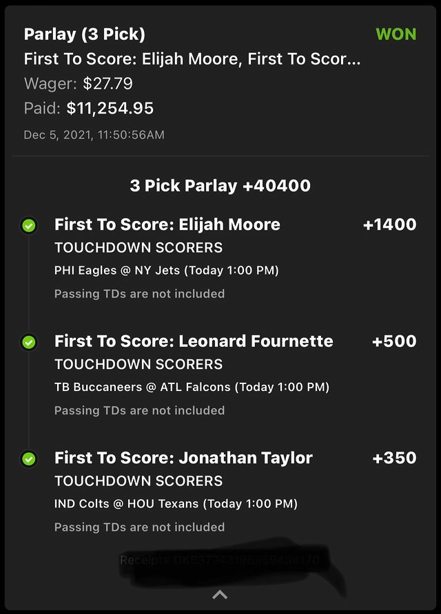 br_betting's tweet photo. $11K off a first to score parlay 🤯

HOW DO PEOPLE HIT THESE?!?!

(IG: jd91crawf/@dksportsbook) https://t.co/JKOfEFsa7q
