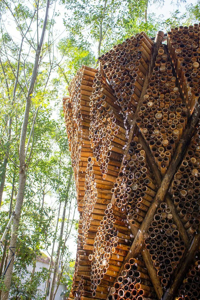 designboom's tweet photo. in light of climate change, this bamboo cooling tower was built as a low-cost, low-tech, and sustainable alternative to modern AC solutions. 
https://t.co/RLeKVueHZQ https://t.co/sFWexGM33d