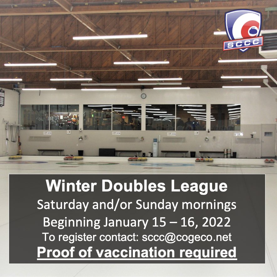 The SCCC’s winter open doubles league has a few spaces left 🥌❄️
Beginning January 15 – 16, 2022
Saturday and/or Sunday mornings
Proof of full vaccination verified upon entry
For more info visit: stcatharinescurlingcentre.ca
#mixeddoublescurling #curlingcanada #stcatharines #curling