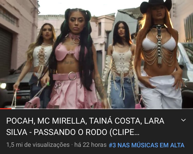 📊 O clipe de Passando o Rodo já passou de 1,5M de visualizações e está em #3 nas músicas em alta no YouTube, continuem assistindo.

🔗 youtu.be/IEDv84S-gqw