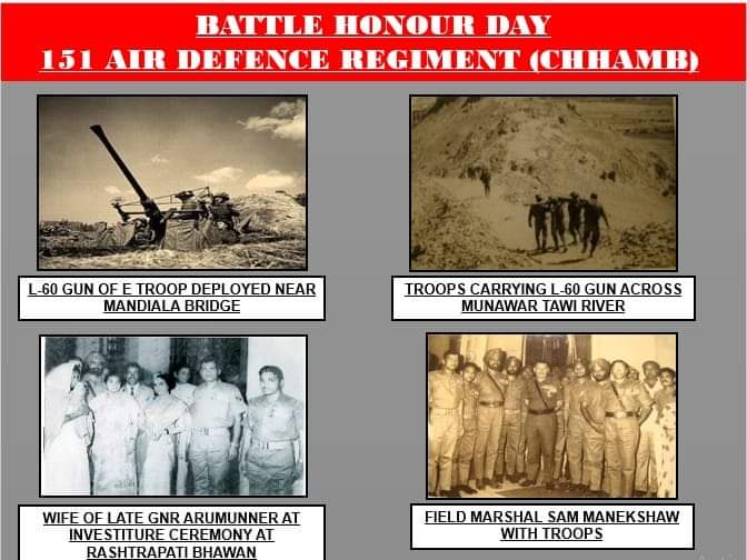 Itihaasnama's tweet photo. 151 Air Defence Regiment commemorates its Golden Jubilee Battle Honour Day on 05 Dec 2021. The Regiment was awarded Honour Title #CHHAMB for shooting down enemy aircraft during #LiberationWar1971 in the #ChhambSector.

#IndianArmy https://t.co/nH7XLyTz49