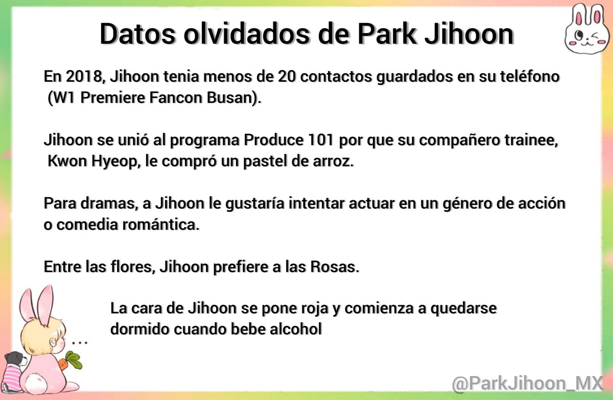 ParkJihoon_MX's tweet photo. [#WinkHoonFacts]

¡Hola May! Les traemos 5 datos "olvidados" de Park Jihoon, Cada semana les traeremos nuevos. ¡Activa nuestras notificaciones para no perderte estos datos!

cr. assassinjihoon
#TooMuchoon 
#박지훈 #PARKJIHOON @Park_Jihoon_twt https://t.co/kvn450kM34
