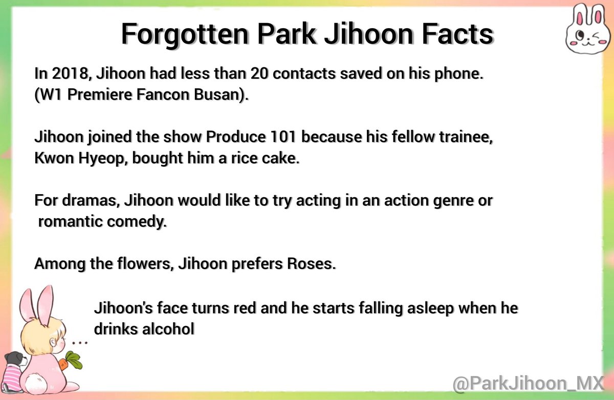 ParkJihoon_MX's tweet photo. [#WinkHoonFacts]

¡Hola May! Les traemos 5 datos "olvidados" de Park Jihoon, Cada semana les traeremos nuevos. ¡Activa nuestras notificaciones para no perderte estos datos!

cr. assassinjihoon
#TooMuchoon 
#박지훈 #PARKJIHOON @Park_Jihoon_twt https://t.co/kvn450kM34