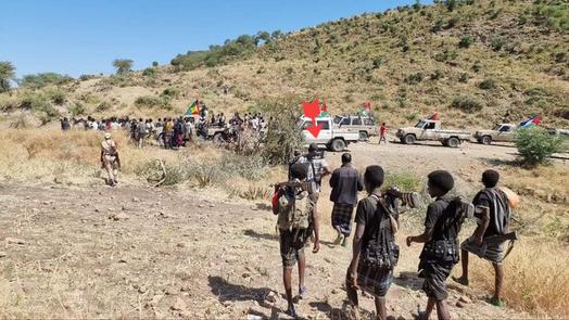 QQarramis's tweet photo. When it looked like #TPLFTerroristGroup's aim to cut off the highway to addis would be imminent, these #Afar women &amp; men warriors from all over the region rushed to defend #Mille, and they did it! Salutes 🙏👨‍✈️ 
#NoMore #Ethiopia 
@AfarWatch https://t.co/ZsZAujvllA