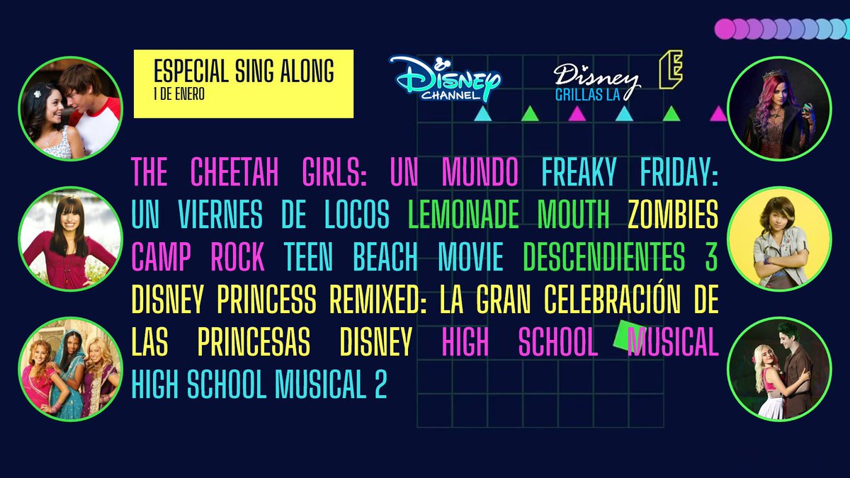 mundodymas's tweet photo. Este 1 de enero Disney Channel LA emitirá una maratón de 24 horas de películas Sing Along como #HighSchoolMusical #CampRock #LemonadeMouth #TeenBeachMovie #FreakyFriday #TheCheetahGirlsUnMundo y el estreno de #DisneyPrincessRemixed: La gran celebración de las princesas Disney. https://t.co/lG3OqZt5uq
