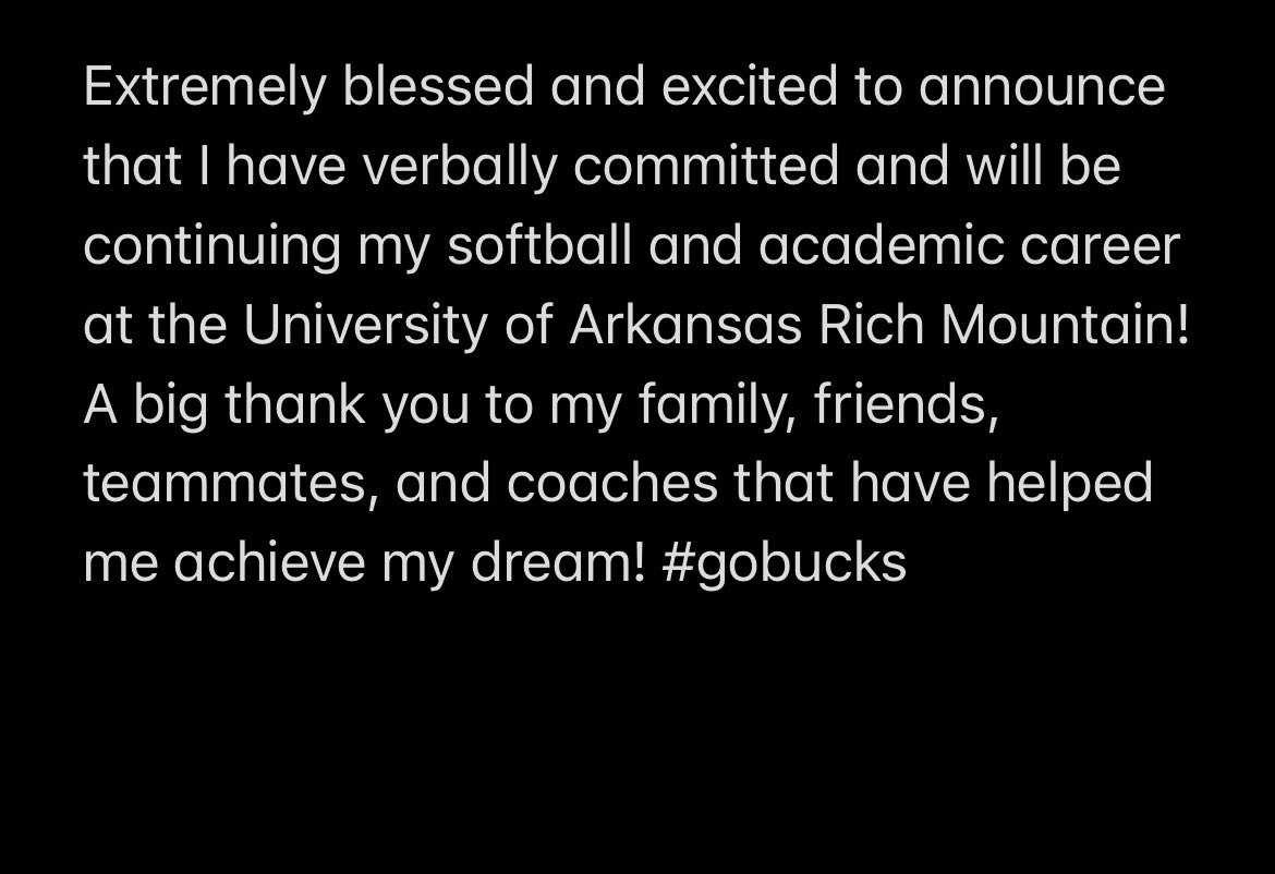 KysonVap's tweet photo. Extremely blessed and excited to announce that I have verbally committed to UARM!!! @UARMSoftball @OK_Athletics16 @nealy_tracy @SavellBill https://t.co/prO0748nyG