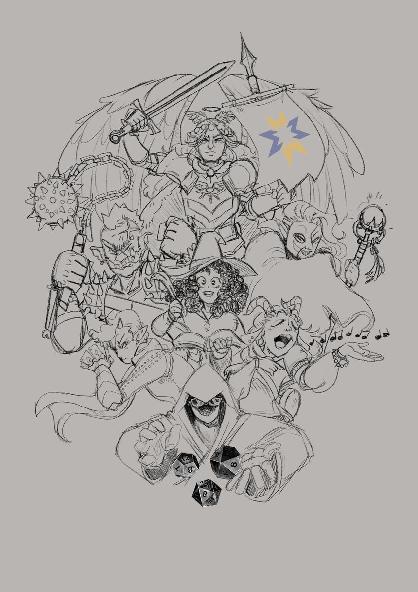 RoyalRusser's tweet photo. Made a poster for my school's Dungeons &amp; Dragons club. Got a little carried away, but now it's my tribute to the best game in the world! 
#dungeonsanddragons #dnd #dndart #art #CLIPSTUDIOPAINT https://t.co/mz8bbP7o5A