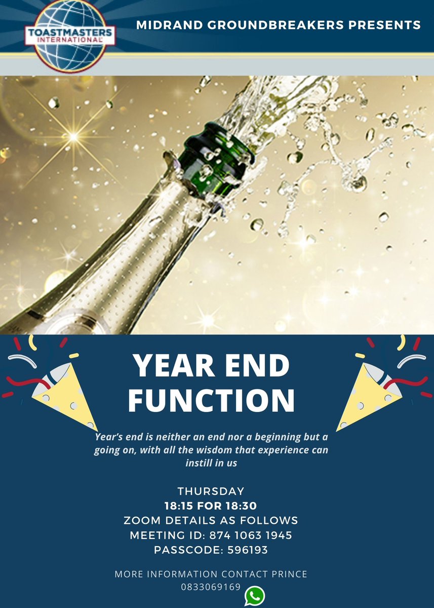 A year's end is neither an end or beginning but a going on, with all wisdom that experience can instill in us and here at Midrandgroundbreakers we going to do just that and continue to disrupt. Join this coming Thursday as we keep on keeping on

#The_age_of_Disruptors continues
