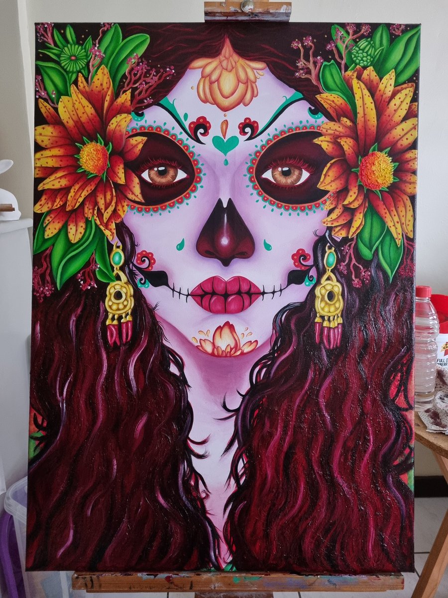 AnouskeT's tweet photo. Lady Dia de Los Muertos.. finally done https://t.co/Y40A42cBGU