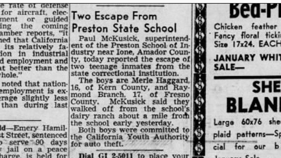 There are country stars who sing about other people's experiences and then there's Merle Haggard. 1954.