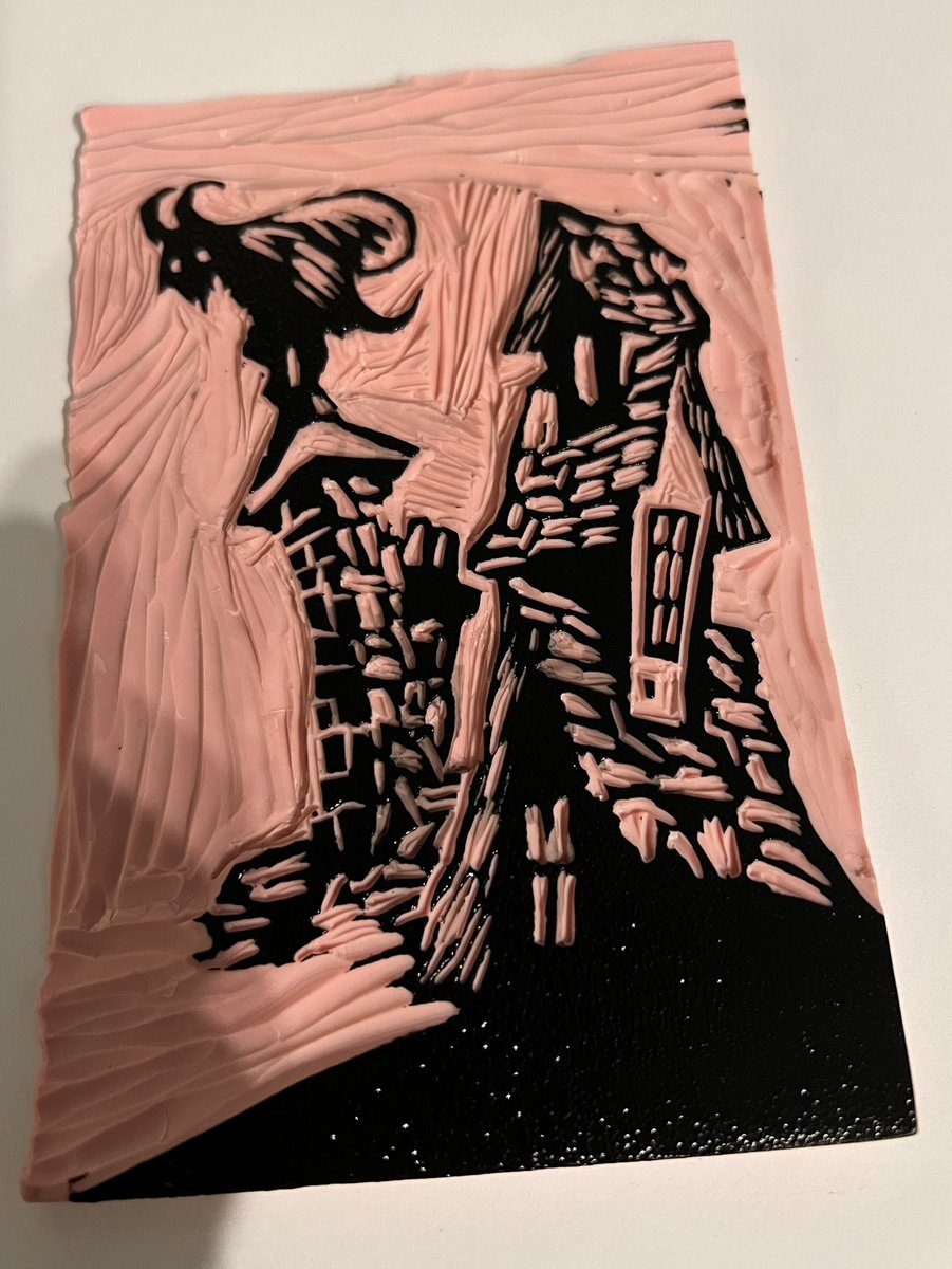 First attempt at a block print…Krampus for the holidays!