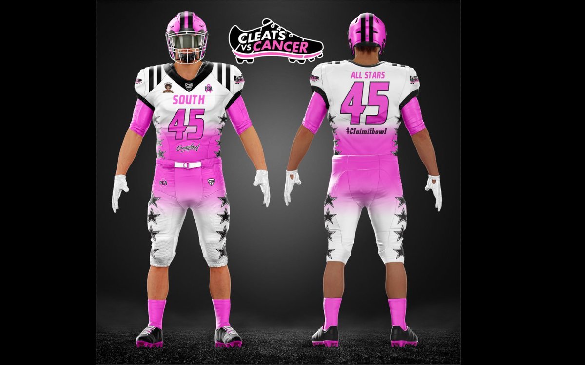 CleatsV's tweet photo. Check out this year's game jersey and pants! 
All players get a jersey with their name on the back!
@DerekSparks5, what a vision you had for Cleats vs Cancer!
#ClaimIt @CleatsVStaff https://t.co/rTT0CE71hT