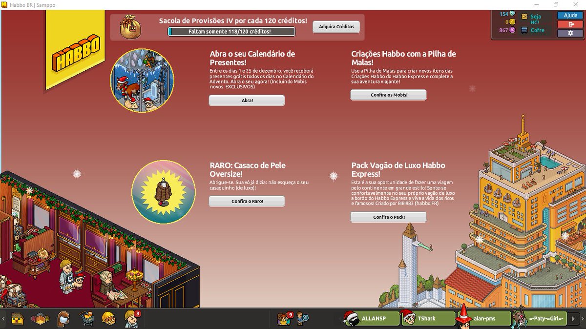 Agora temos floquinhos em pleno natal no <a href="/HabboPTBR/">Habbo PT/BR</a>!
Dev Johno está trabalhando duro no domingo! ❄️
#Habbo