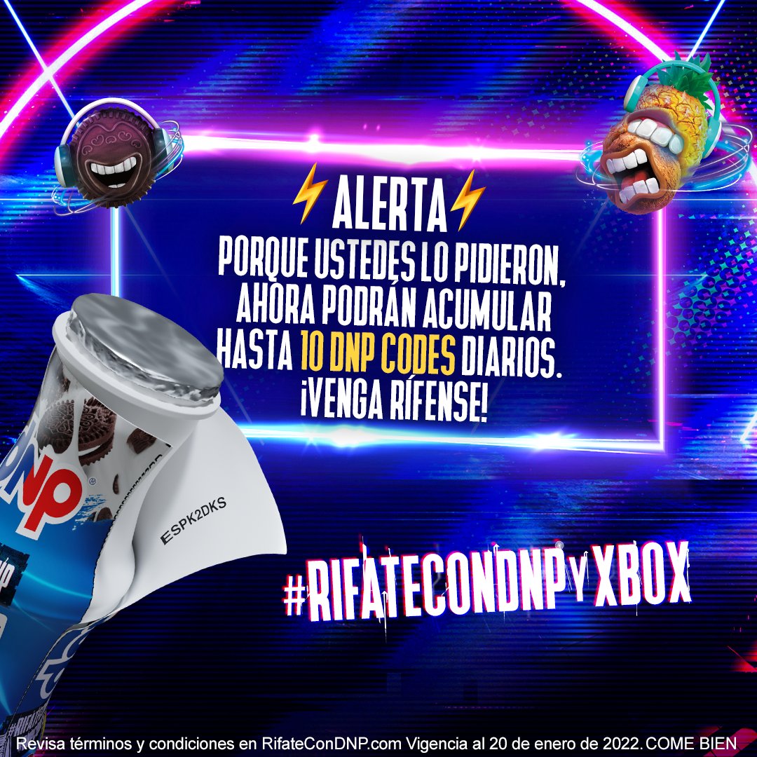 danuptv's tweet photo. ⚡Tú lo pediste ⚡ El nuevo límite para agregar códigos son 10, sí 10, venga rífate y acumula y registra tus #DNPCodes en el whats https://t.co/XkSXfjONTx o al FB Messenger, vas por ese cuarto, sin miedo.
#RífateConDNP y Xbox #Gamer #Game https://t.co/pJIX0aaomh