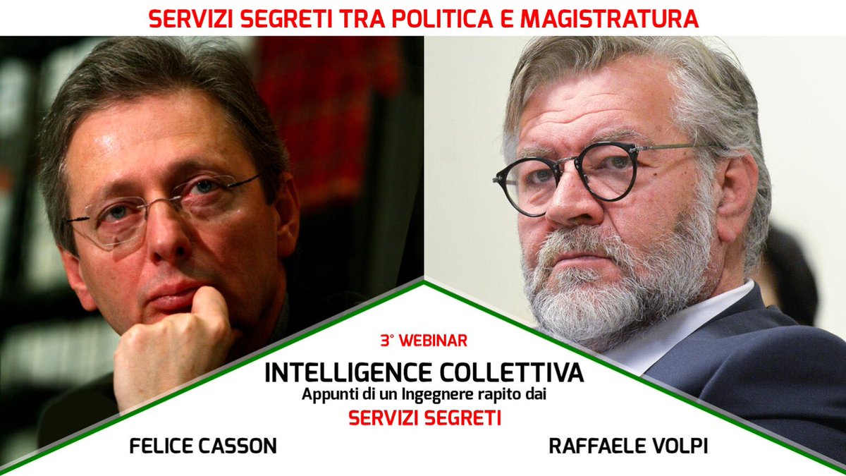 “#ServiziSegreti tra #politica e #magistratura”. Ecco il terzo #webinar targato #IntelligenceCollettiva.

Appuntamento giovedì 9 alle ore 16:00, con me due ospiti d’eccezione.

100 i posti disponibili > angelotofalo.com/servizi-segret…