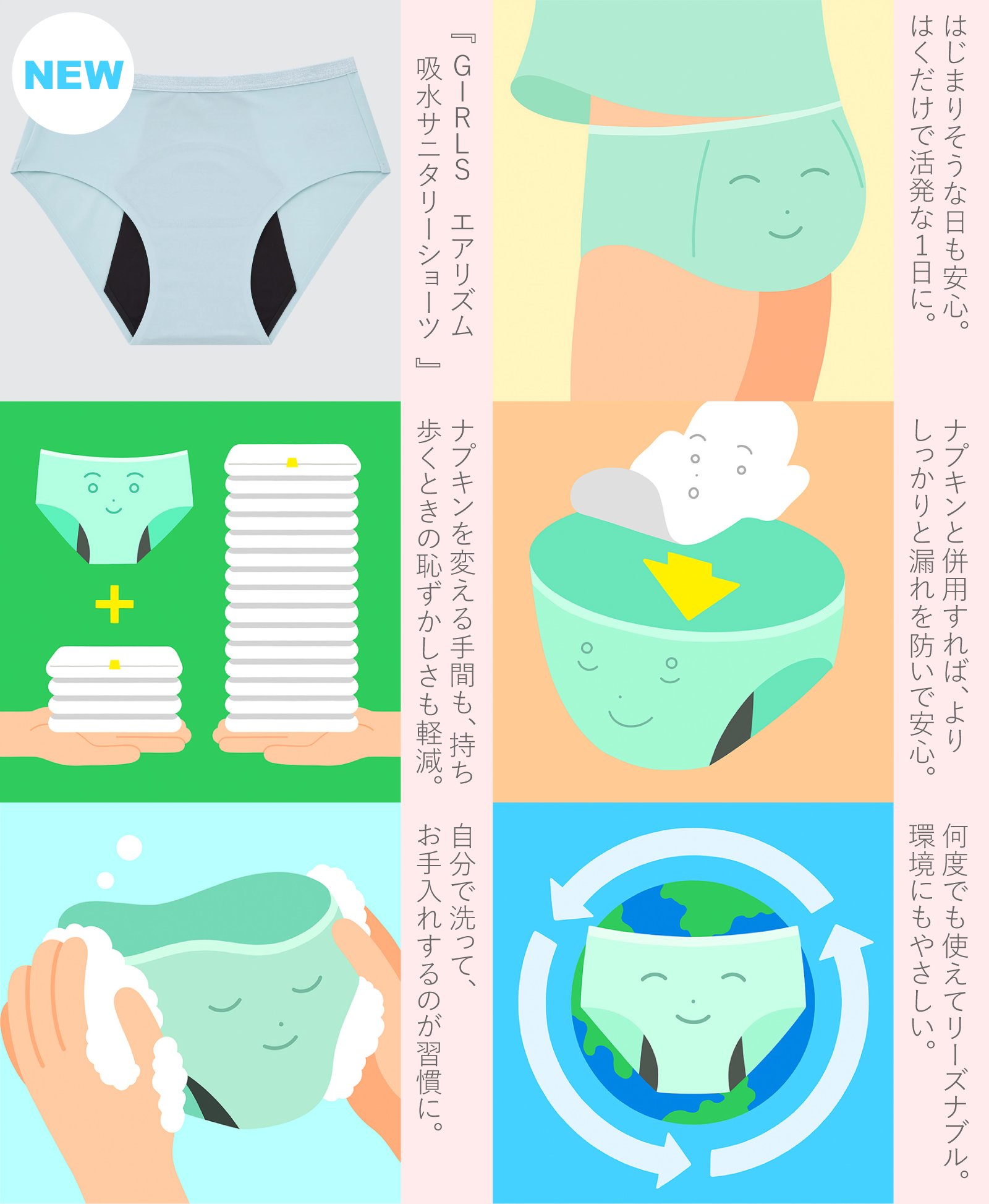 吸水サニタリーショーツ（AIRism） エアリズム吸水サニタリーショーツ