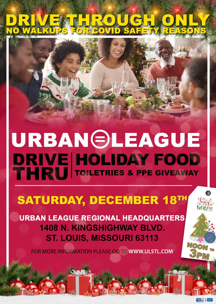 MMULSTL's tweet photo. Please spread the word to anyone in need for the Holidays! @ulstl is providing over $250,000 in food, toiletries, PPE Materials, Toys &amp; Gifts through the distribution below &amp; 100 Neediest Cases. ⁦Thx to ⁦@FOX2now⁩ ⁦@ksdknews⁩ ⁦@KMOV⁩ ⁦@StLouisAmerican⁩ https://t.co/KAHVpY4f9C