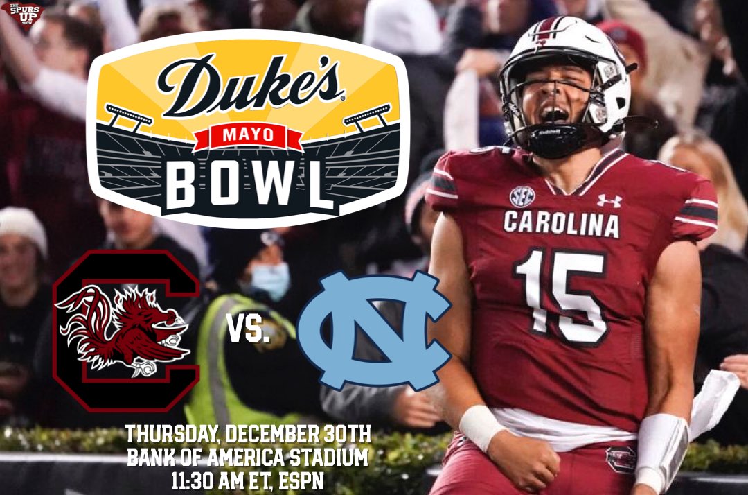 #Gamecocks set to take on North Carolina in the 2021 Duke’s Mayo Bowl per <a href="/Brett_McMurphy/">Brett McMurphy</a>.

Kickoff set for Thursday, December 30th at 11:30 AM ET at Bank of America Stadium.