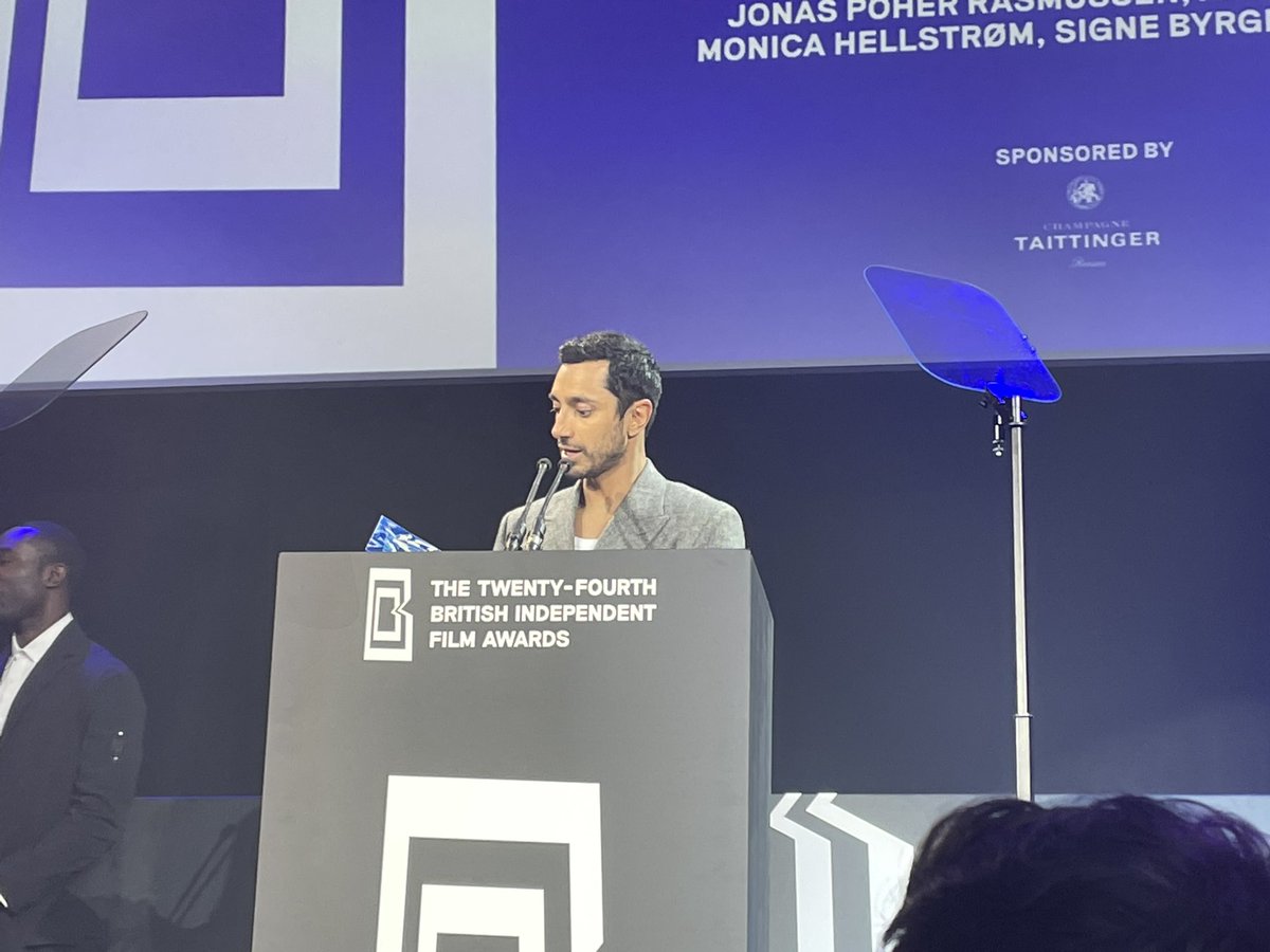 Riz Ahmed accepting the award for Best International Independent Film for FLEE #BIFA2021