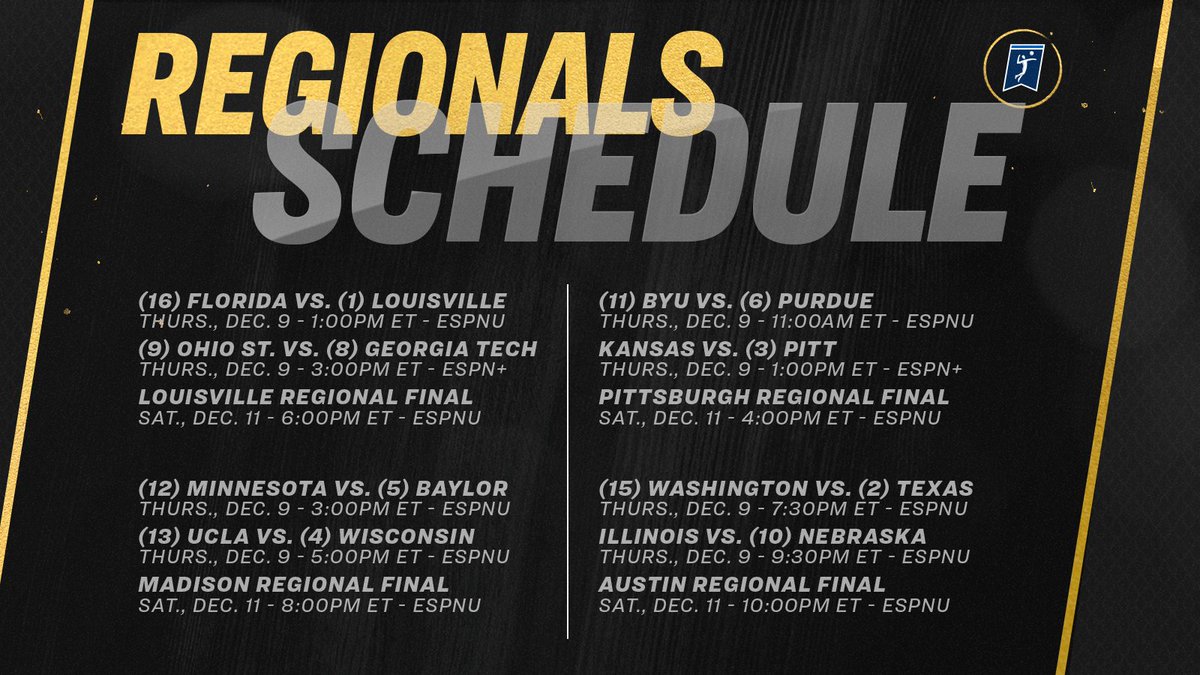 🚨 REGIONALS MATCH TIMES ARE SET 🚨

#NCAAVB