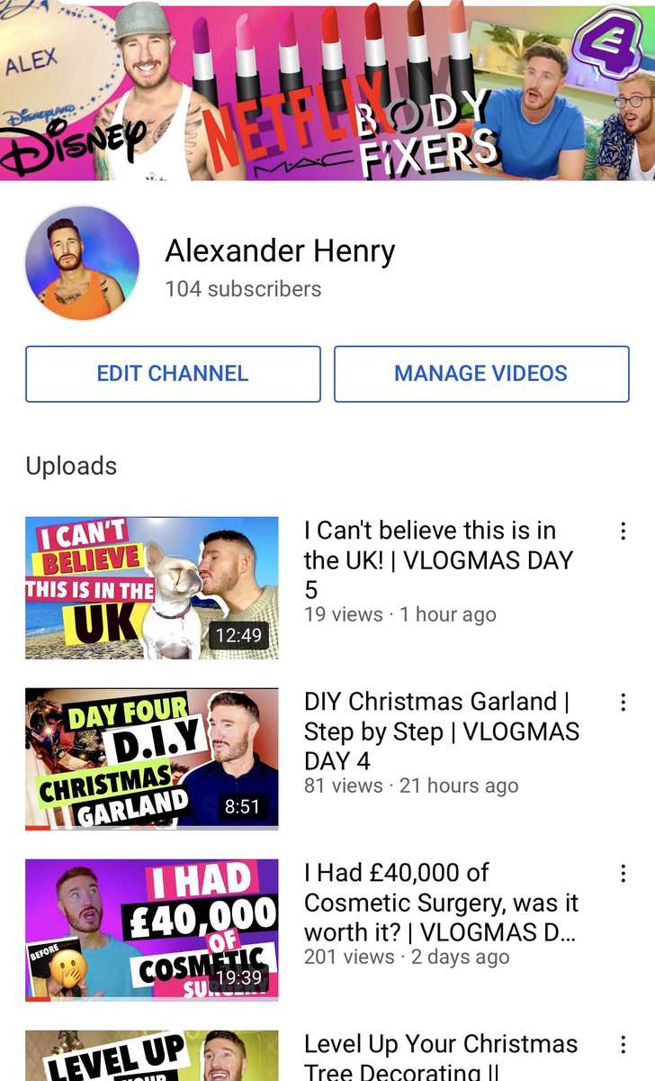 Alex Henry (@alex_h3nry) on Twitter photo After 8 years of procrastinating im finally on #youtube and posting a video everyday of #Vlogmas .. please check out my videos and SUBSCRIBE โก๏ธ youtube.com/channel/UCU_uOโฆ After 8 years of procrastinating im finally on #youtube and posting a video everyday of #Vlogmas .. please check out my videos and SUBSCRIBE โก๏ธ youtube.com/channel/UCU_uOโฆ