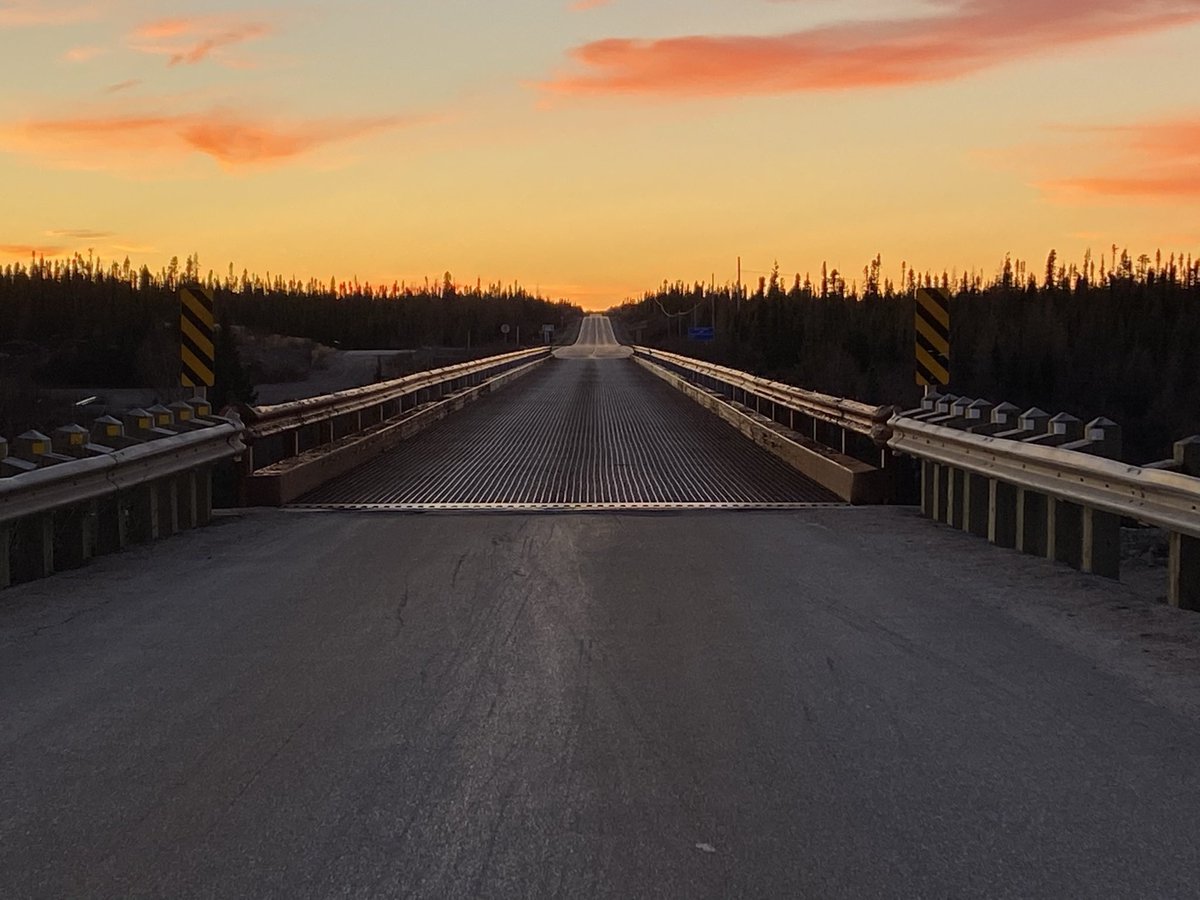 Road trip in October, Brinco bridge sunset west of ZUM, aka Churchill Falls