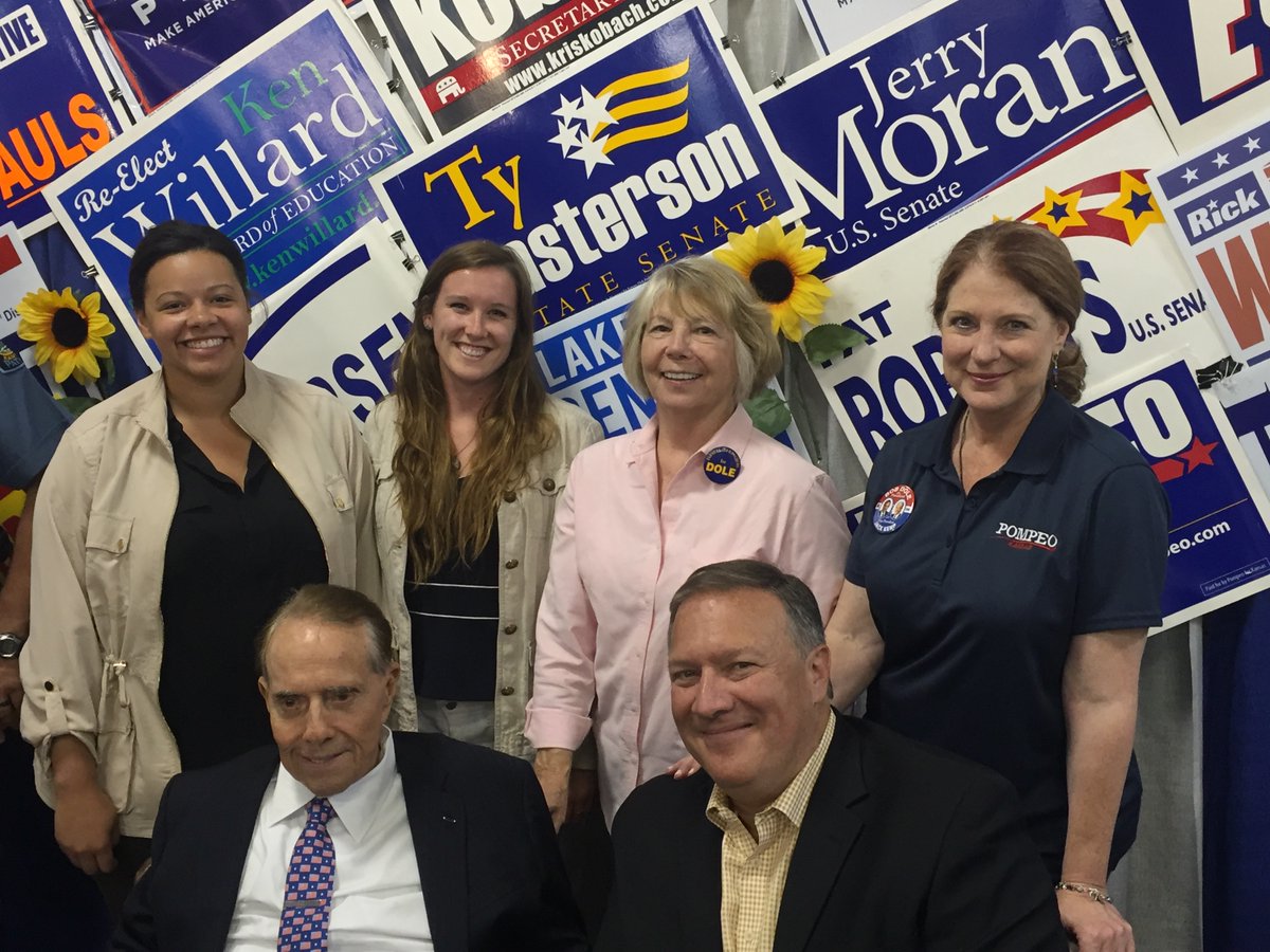 mikepompeo's tweet photo. At 93 years old, Bob Dole invited us to the KS State Fair w/him. At the end of the day, he said: “Let’s go see the soldiers.” We went to the @USArmy recruiting booth, where he shook hands w/every soldier &amp; thanked them for their service.#RememberingBobDole https://t.co/aIeF5cK6fT https://t.co/EY5gwFGzqH