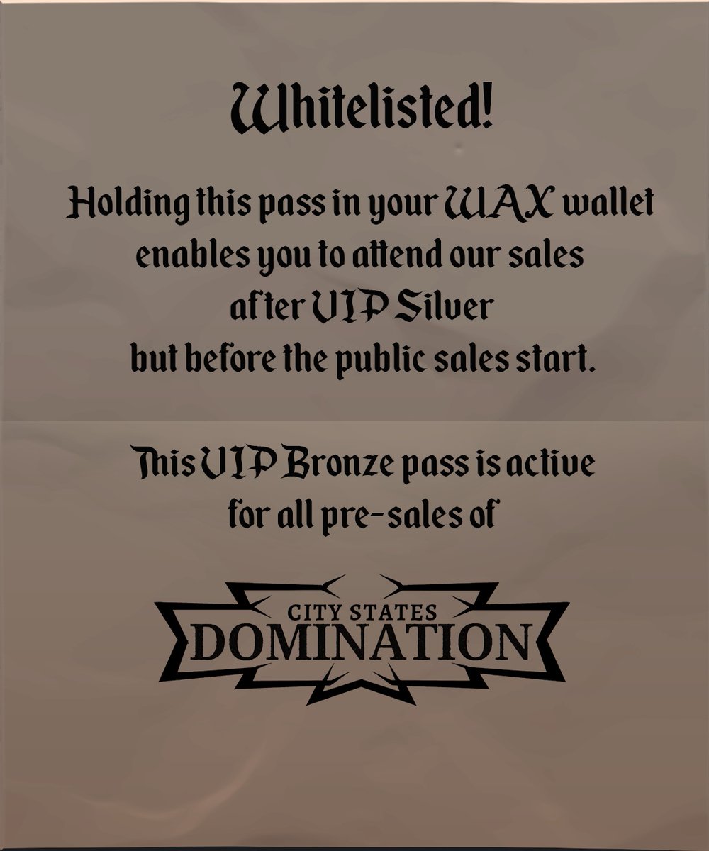 CityStatesM's tweet photo. ❣️ #NFTGiveaway ❣️ #NFTGiveaways ❣️
Giving away 10 BRONZE VIP Passes (info in thread) to a lucky twitter user, simple steps to follow:

1⃣ Follow us
2⃣ Like and Retweet
3⃣ Comment your @WAX_io wallet and tag 3 friends

Closing in 24 hours but more #Giveaways to come! https://t.co/kbhsWlqLoh