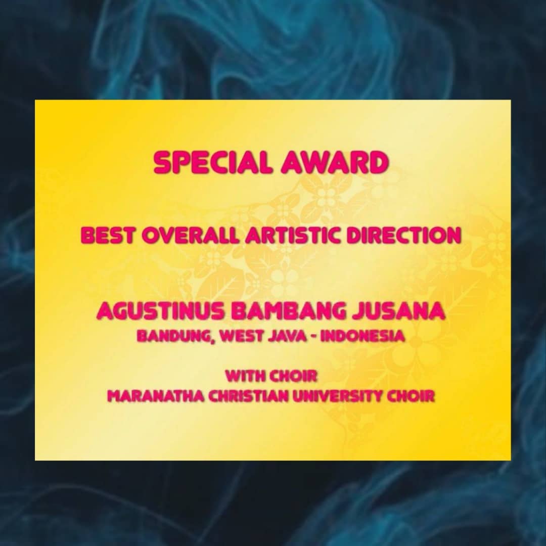 CONGRATULATION!
MARANATHA CHRISTIAN UNIVERSITY CHOIR  for the Winner of Category-Mixed Choir and Special Award for Best Overall Artistic Direction
in The 10th BALI INTERNATIONAL CHOIR FESTIVAL 2021