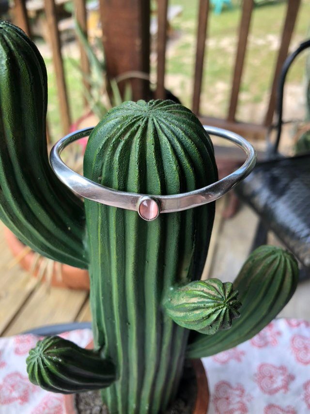 haifa_girl's tweet image. Excited to share this item from my #etsy shop: Beautiful Slender 925 Silver Cuff Bracelet with Pink Accents Stone Size Small 6 to 6.5 #cuffbracelets #sterlingsilverjewelry etsy.me/3GbEvES