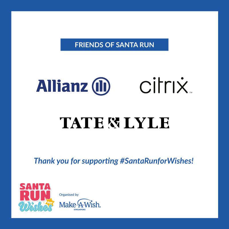 MakeAWishSG's tweet photo. Thank you to our Friends of Santa Run, @allianz, @citrix and @tateandlyleplc, for making #SantaRunForWishes possible! https://t.co/KBV80GTSZt