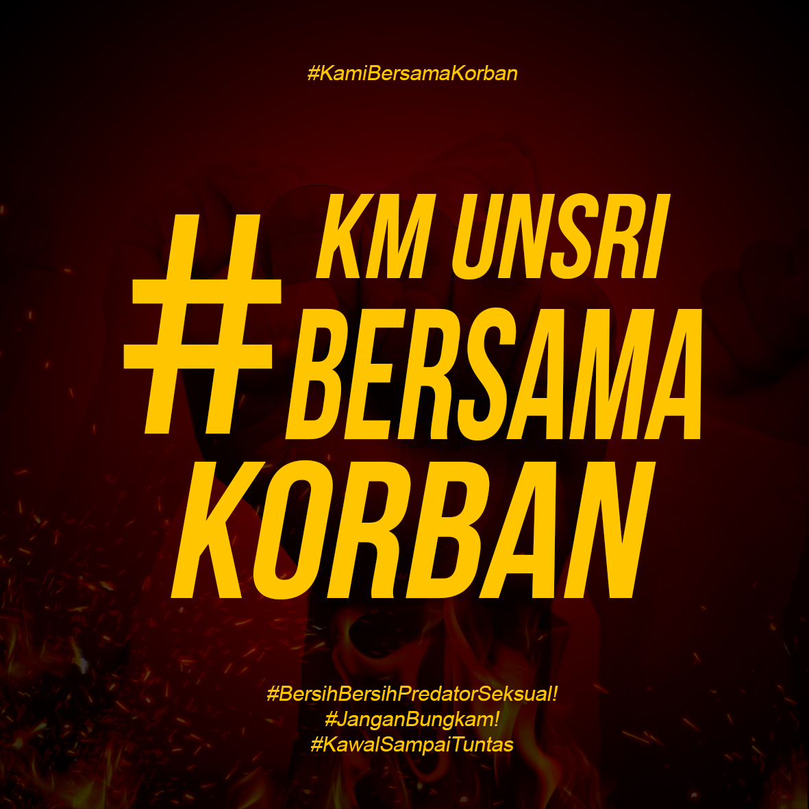 Ekspresi kita untuk menolak segala bentuk kejahatan seksual di Indonesia khususnya dalam tataran kampus !!! #AyoPasangProfilmu

Link Profil:
bit.ly/ProfilKMUnsriB…

#JanganBungkam
#KawalSampaiTuntas
#SolidaritasBersamaKorban